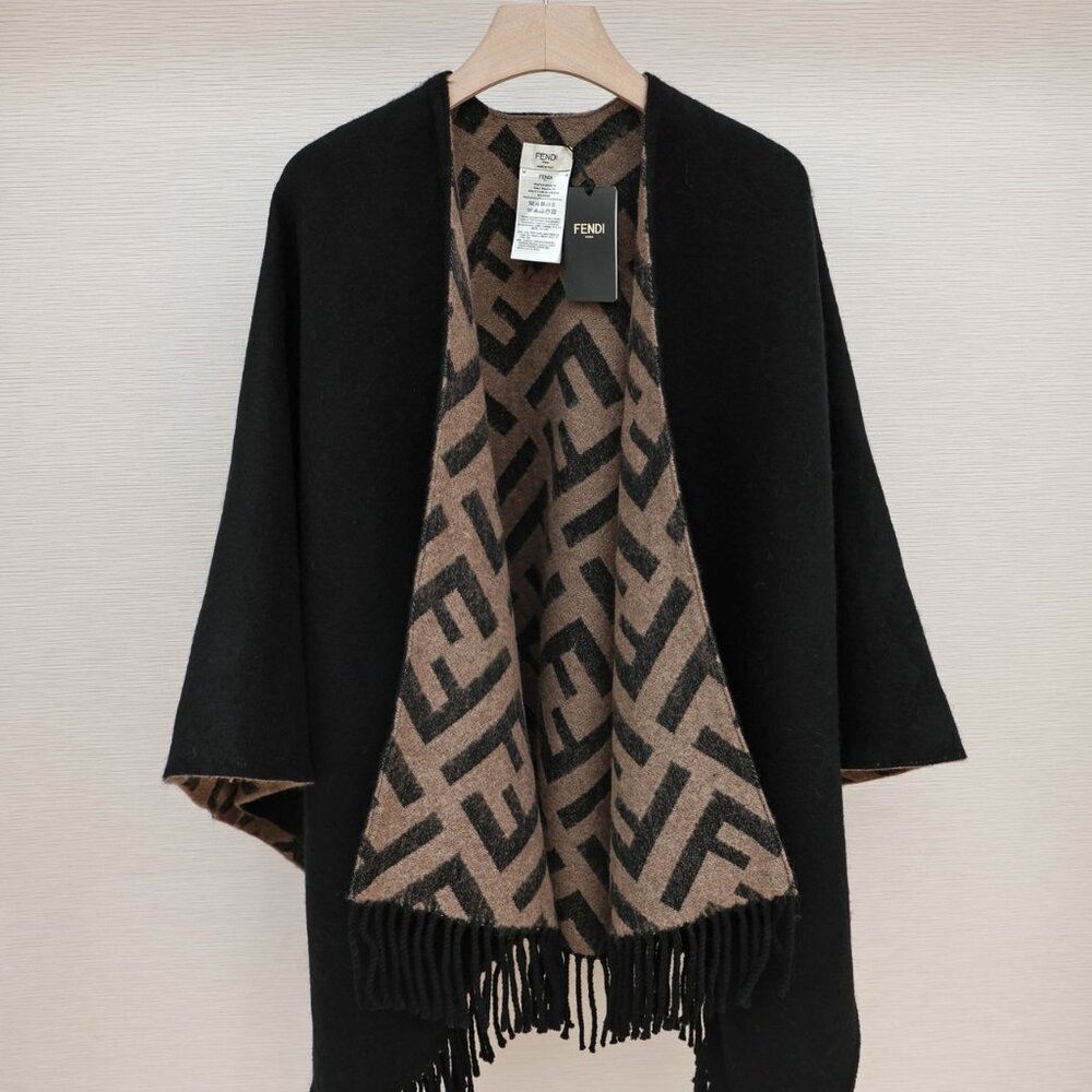 Fendi Double F Double-Sided Jacquard Cape